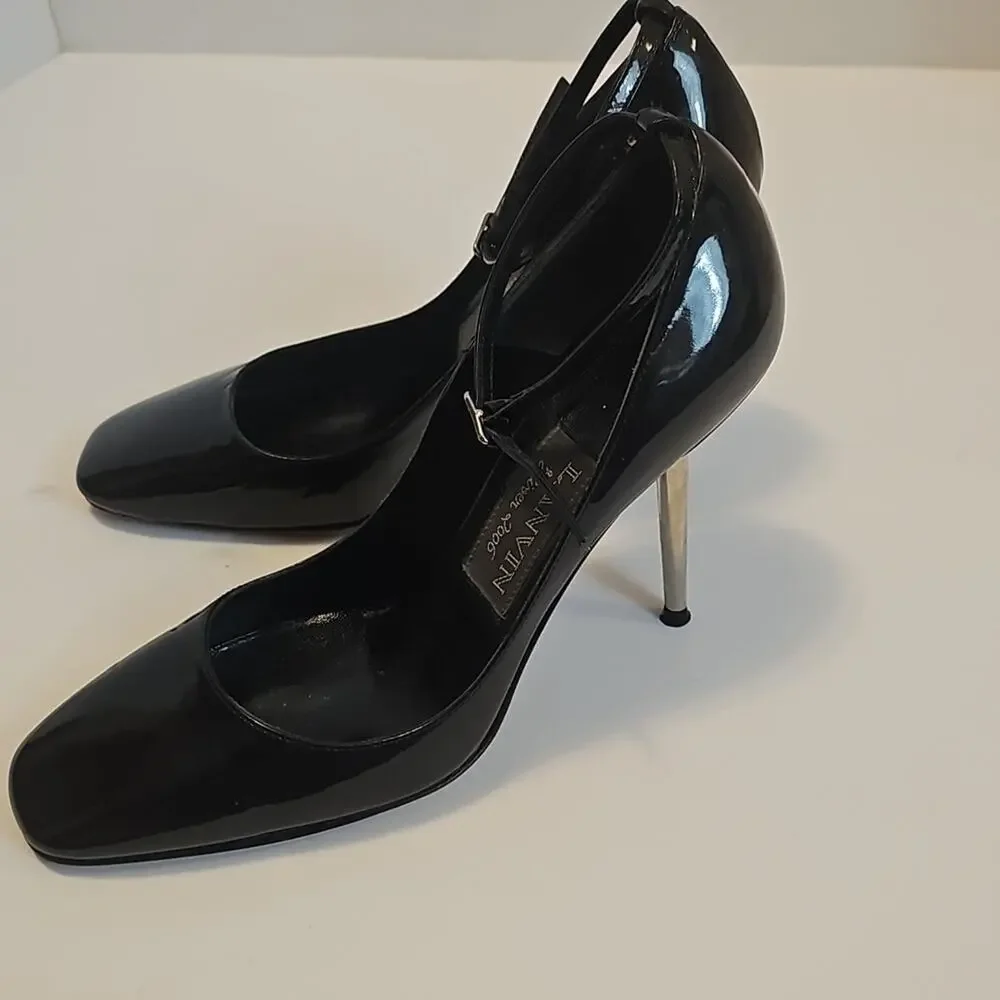 Lanvin River 2006 Womens 36 Italian Patent Leather Strappy Classy Sexy Stilleto
